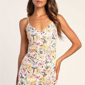 Lulu's Multicolor Floral Dress with Spaghetti Straps